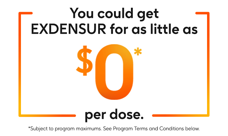 You could get EXDENSUR for as little as $0 per dose.