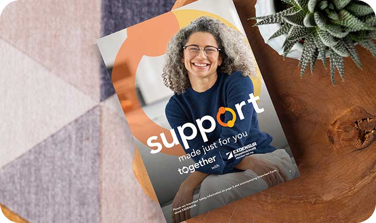 Together with EXDENSUR brochure on a wooden coffee table next to a succulent plant Together with EXDENSUR brochure on a wooden coffee table next to a succulent plant