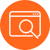 Browser window with magnifying glass icon
