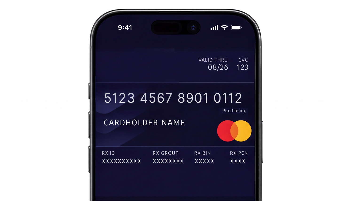 Digital copay card shown in an iPhone mobile wallet